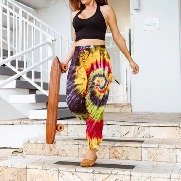 Buddha Pants Womens Hippie Limited Edition Reggae Rise up Savannah Tie Dye Red - Picture 9 of 10